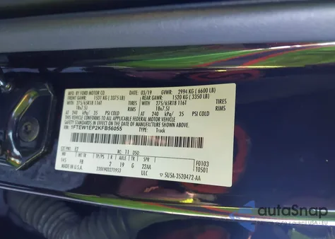 2019 Ford F-150 Xlt из США, поврежденный, VIN 1FTEW1EP2KFB56055